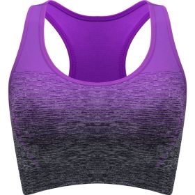 1pc/2pcs/3pcsMedium Support Two Tone Racer Back Sports Bra, Fitness Workout Running Yoga Bra (Color: purple, size: XL(12))